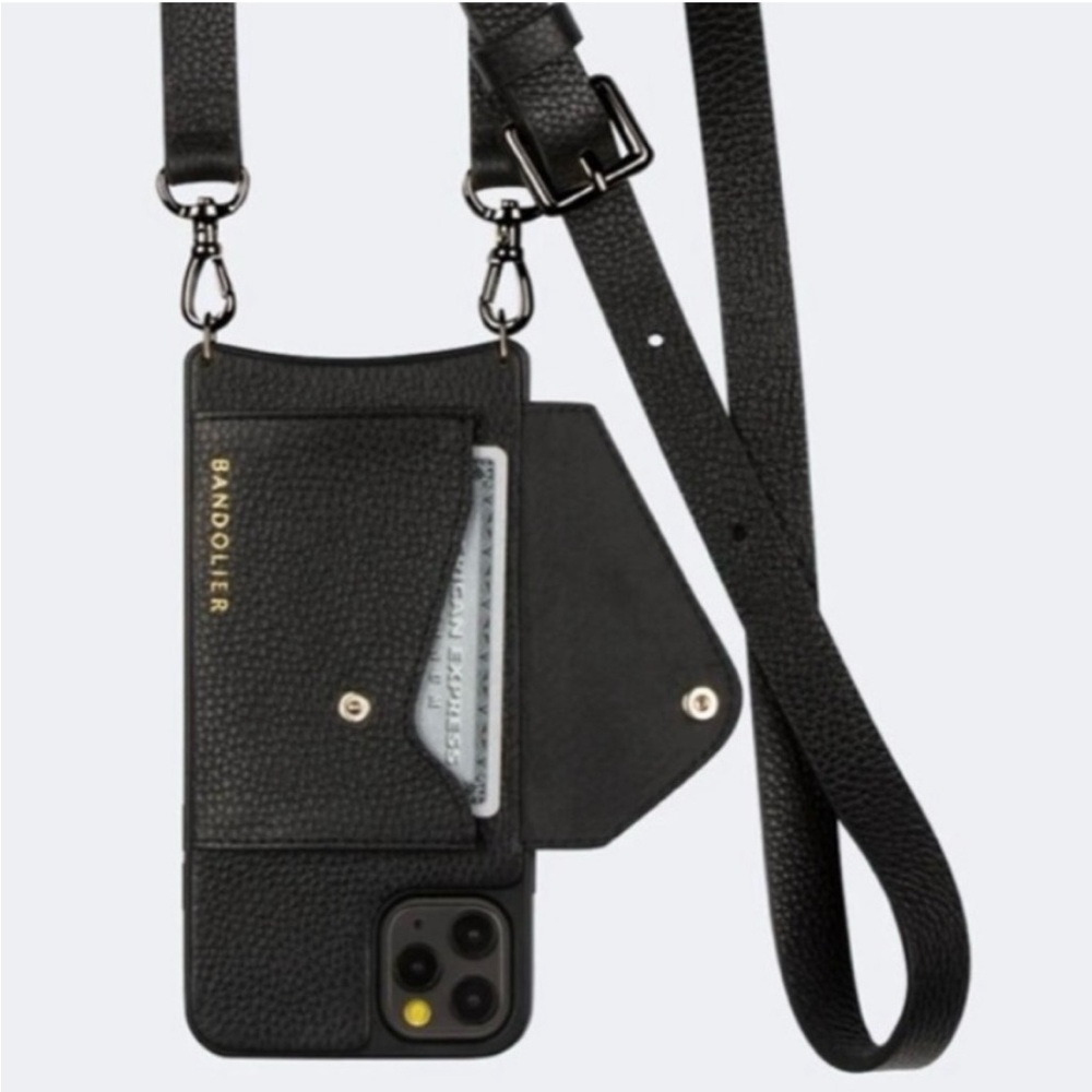 Bandolier Hailey Side Slot Crossbody Phone Case in Black/Pewter IPhone 13